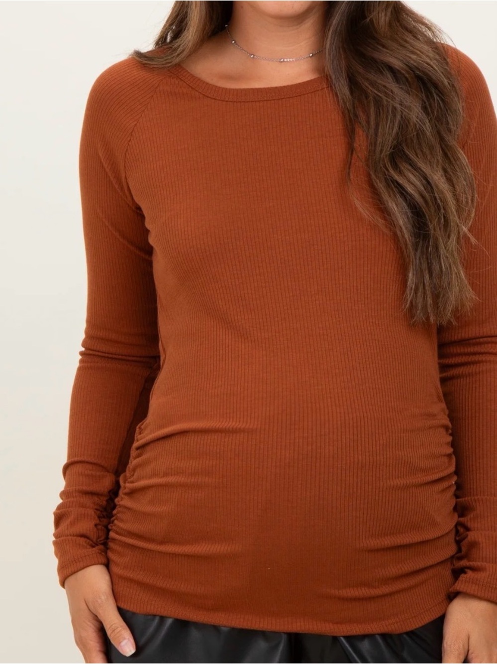 Rust Orange Long Sleeve maternity Tunic Top
